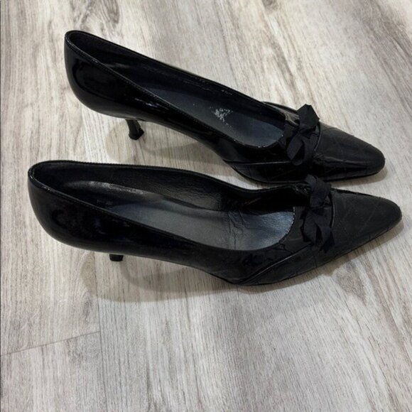 Stuart Weitzman black patent leather 9.5 point toe shoes - Picture 3 of 13